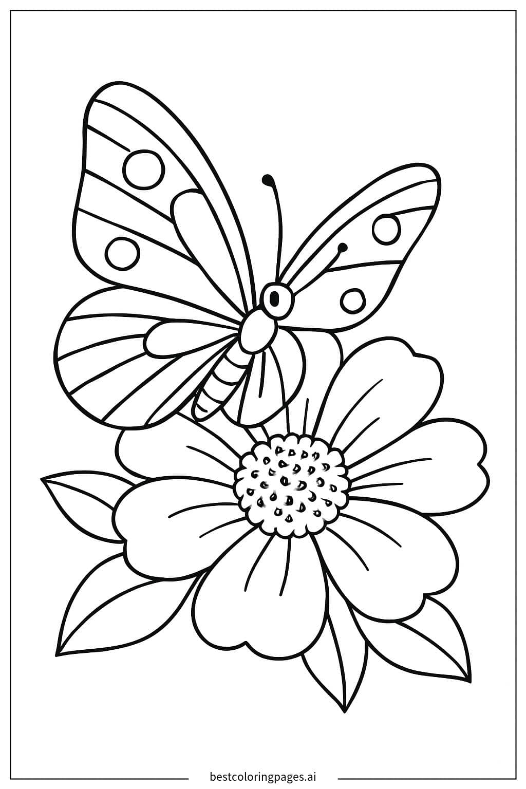 Butterfly Resting on a Flower Coloring Page