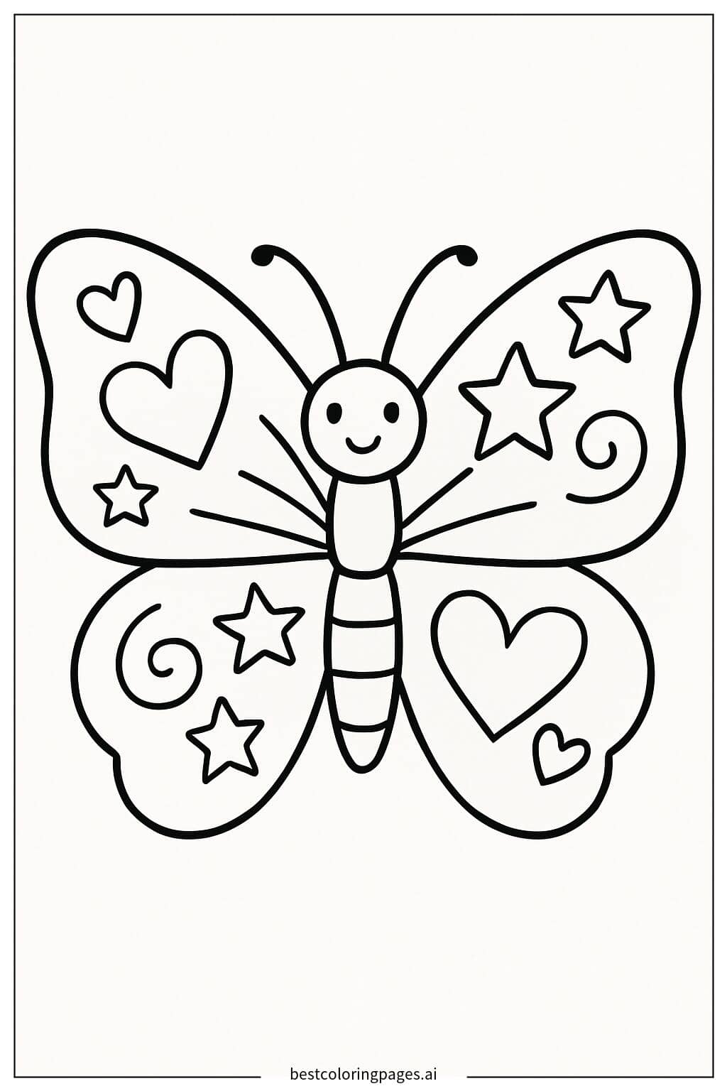 Butterfly with Colorful Wings Coloring Page