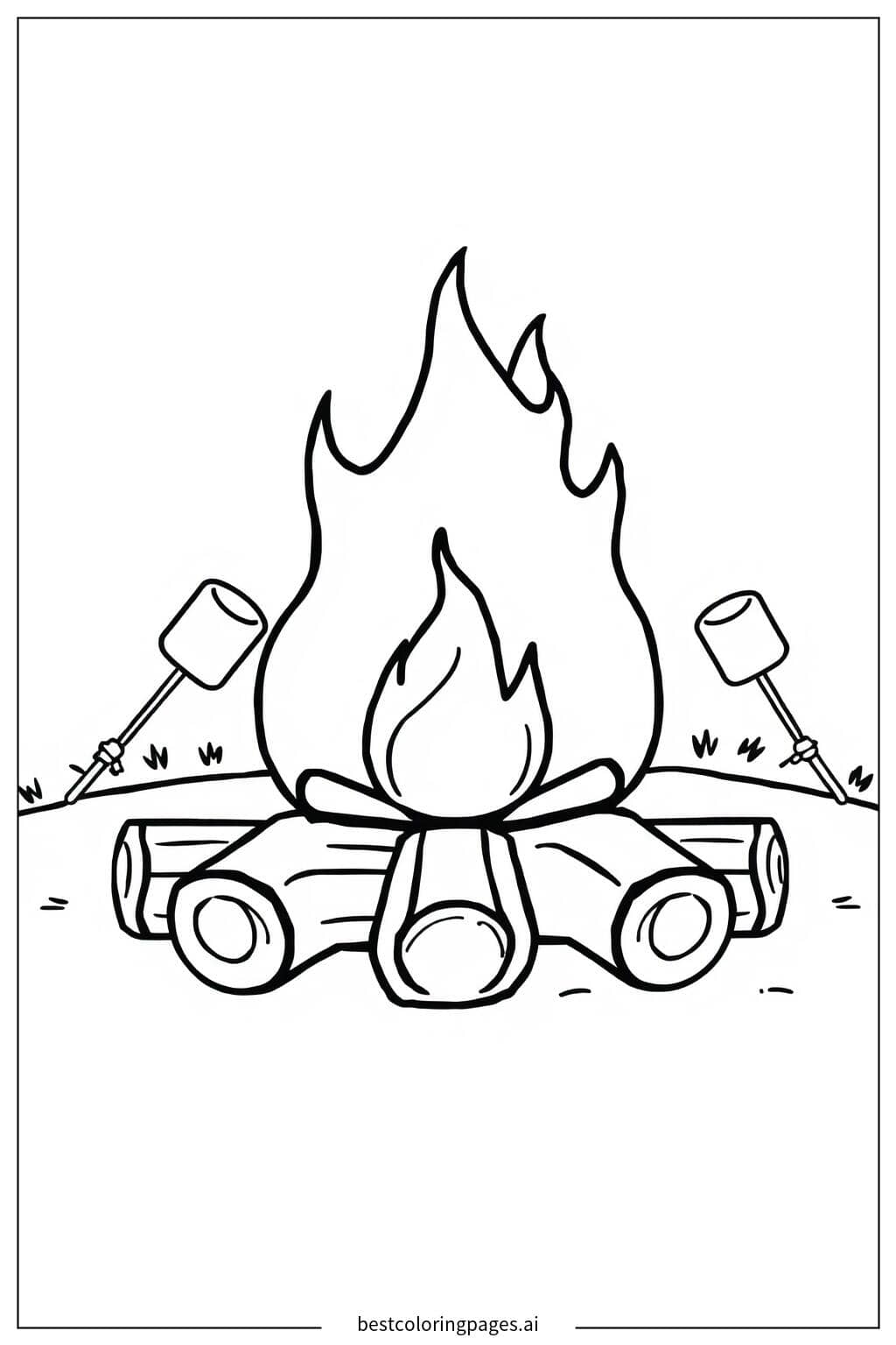 Campfire Fun with Marshmallows Coloring Page