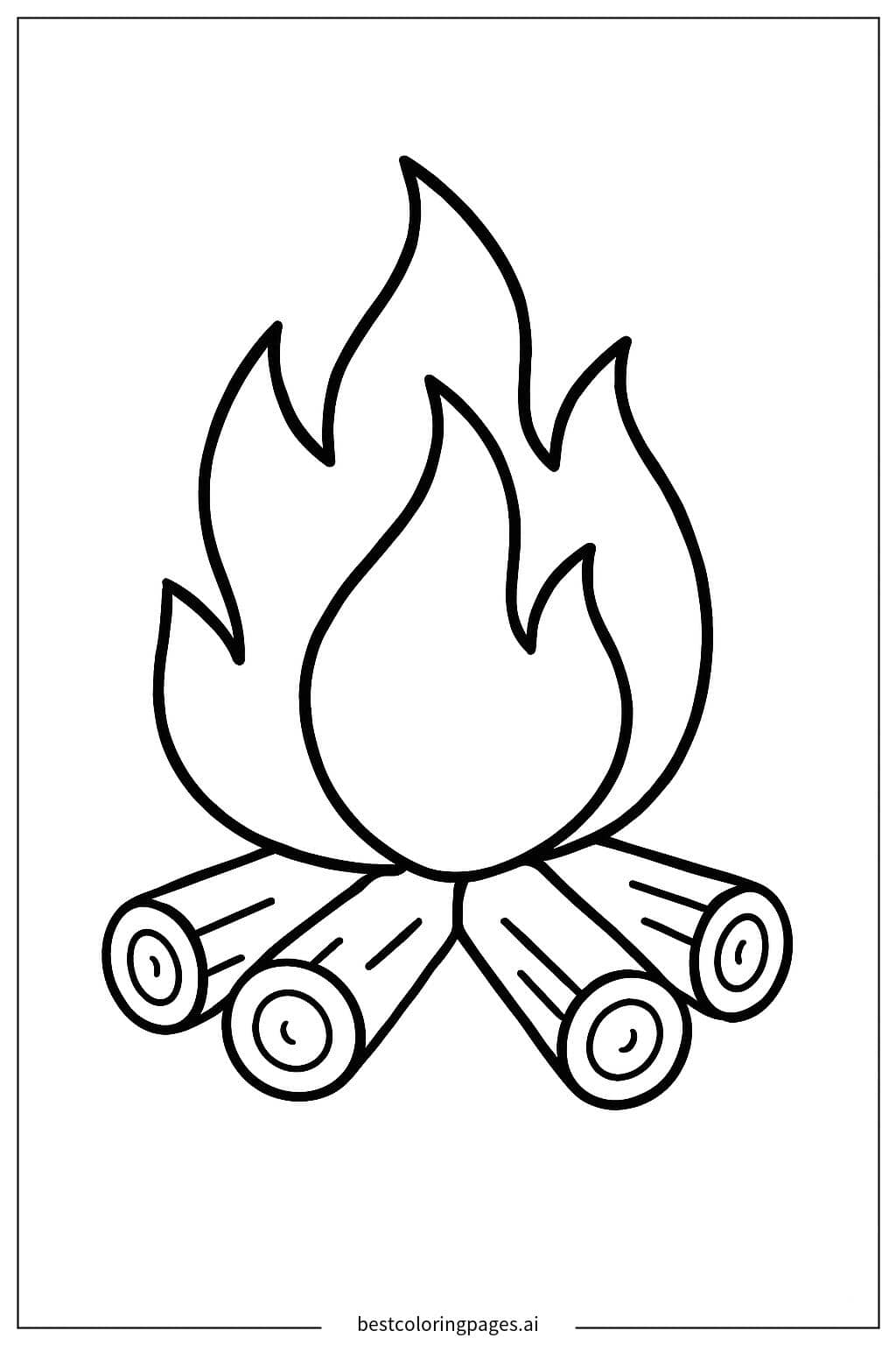 ภาพระบายสี แคมป์ไฟกับเปลวไฟง่าย ๆ