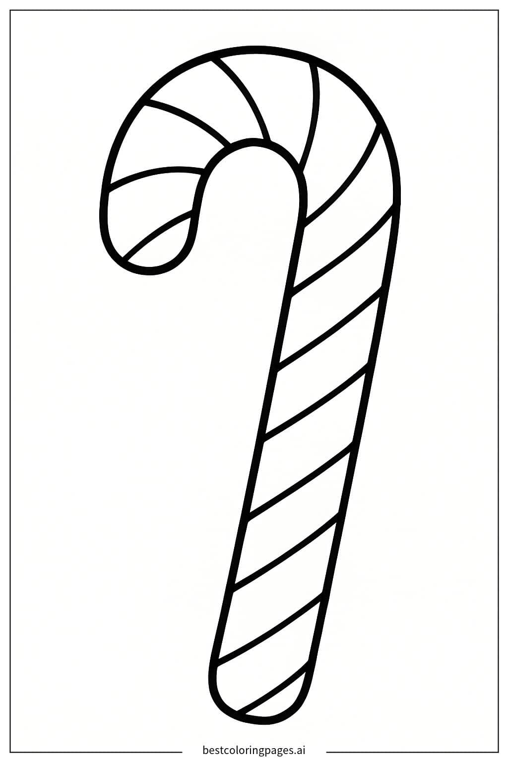 Festive Candy Cane with Stripes Coloring Page