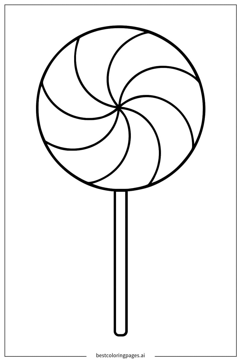 Candy Lollipop with Swirls Coloring Page