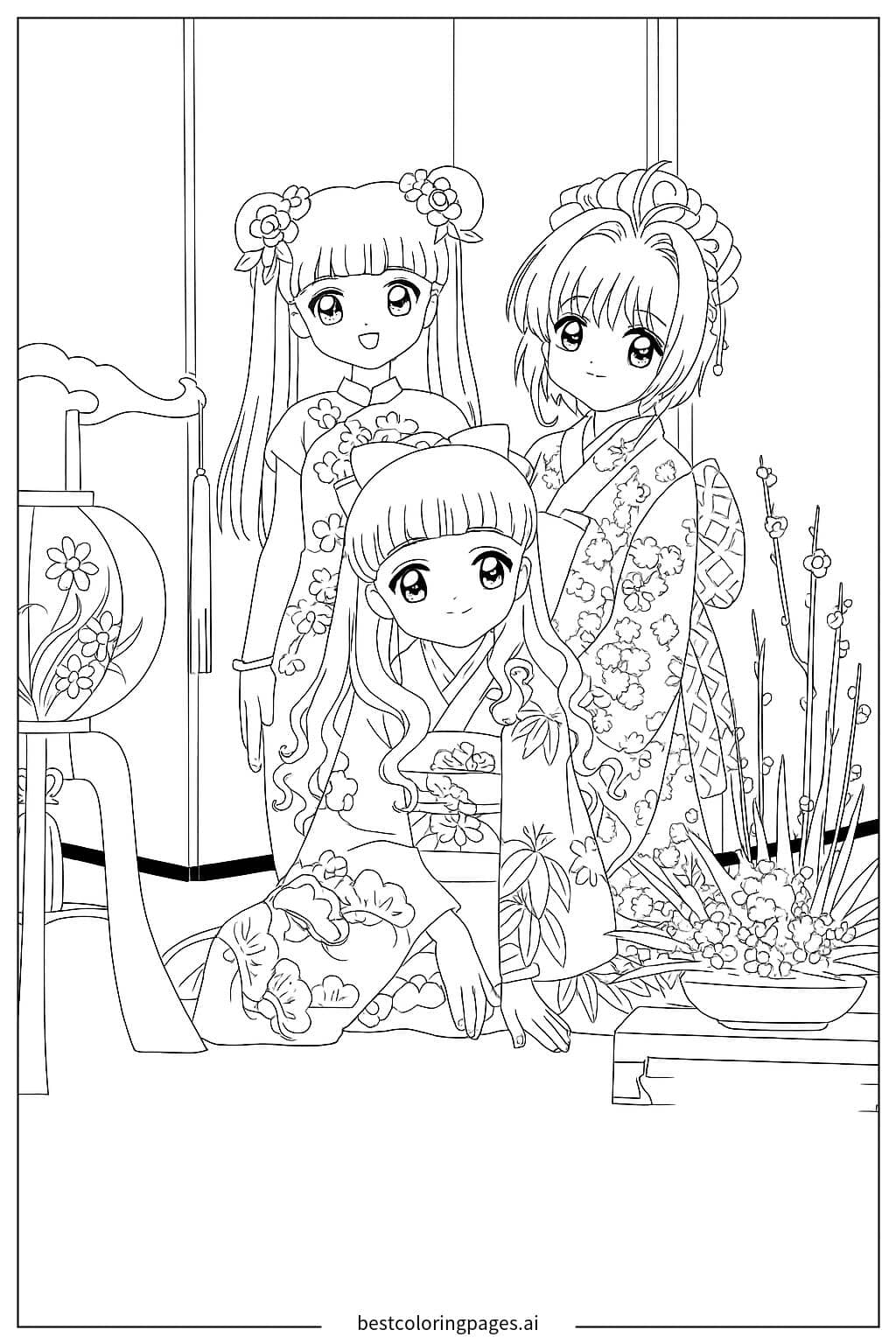 Gambar Mewarnai Petualangan Cardcaptor Sakura dalam Nuansa Tradisional