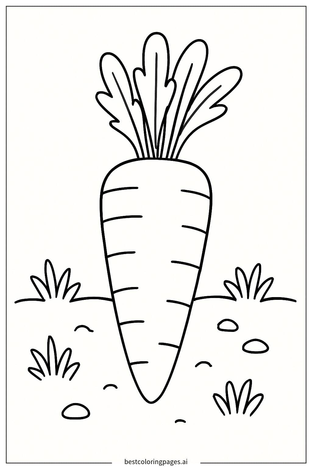 Carrot Growing in Soil Coloring Page