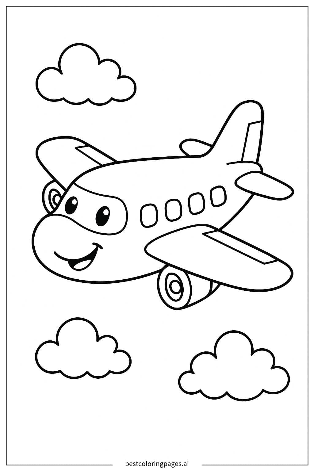 Desenhos de Avião de Desenho Animado no Céu para Colorir