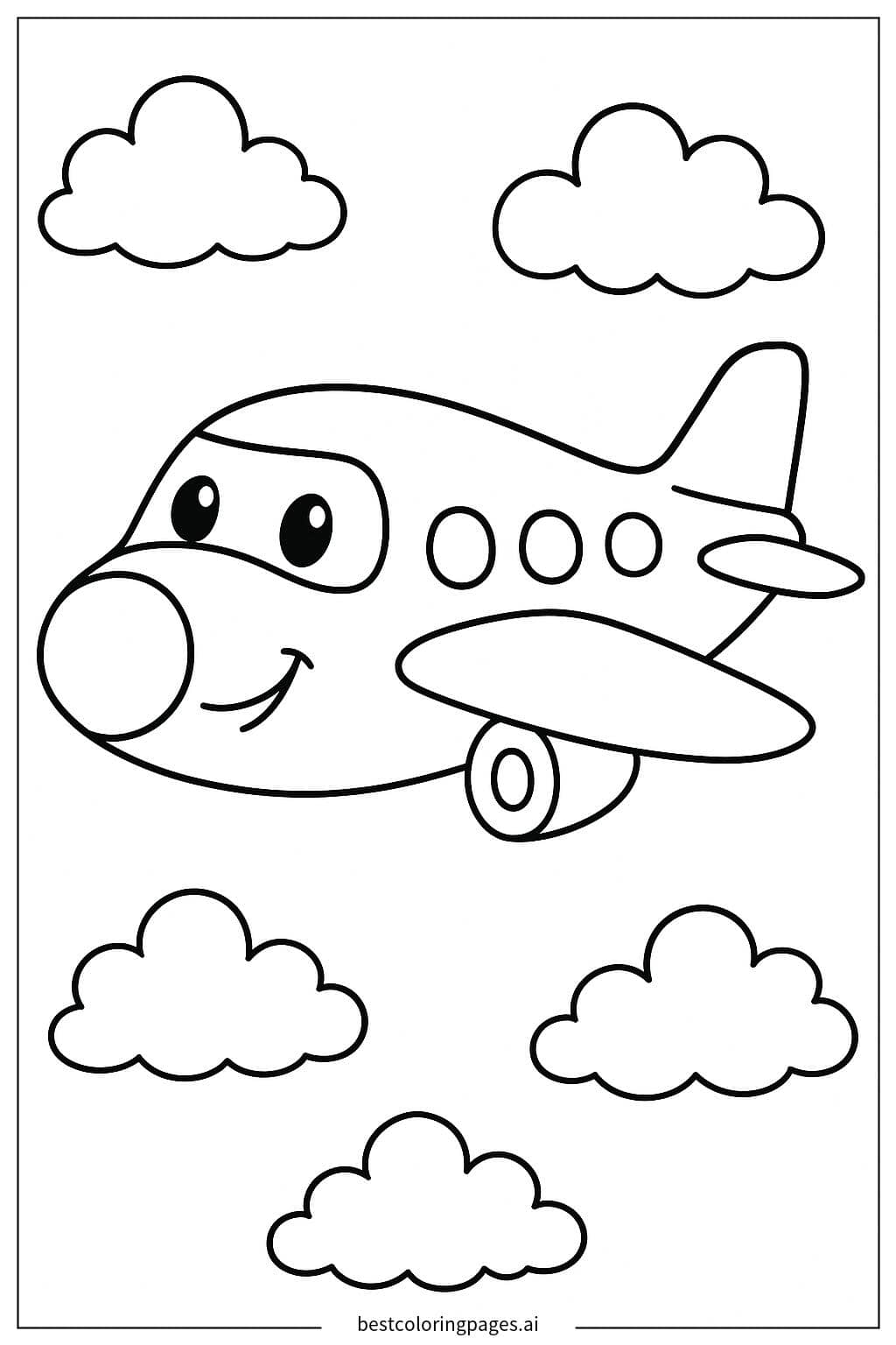 Desenhos de Avião de Desenho Animado Voando para Colorir