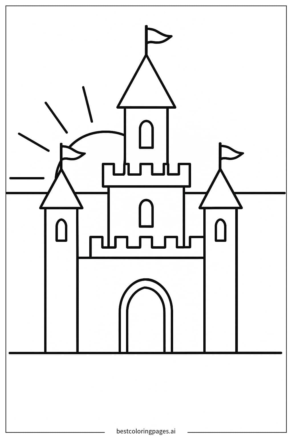 Castle at Sunset Coloring Page