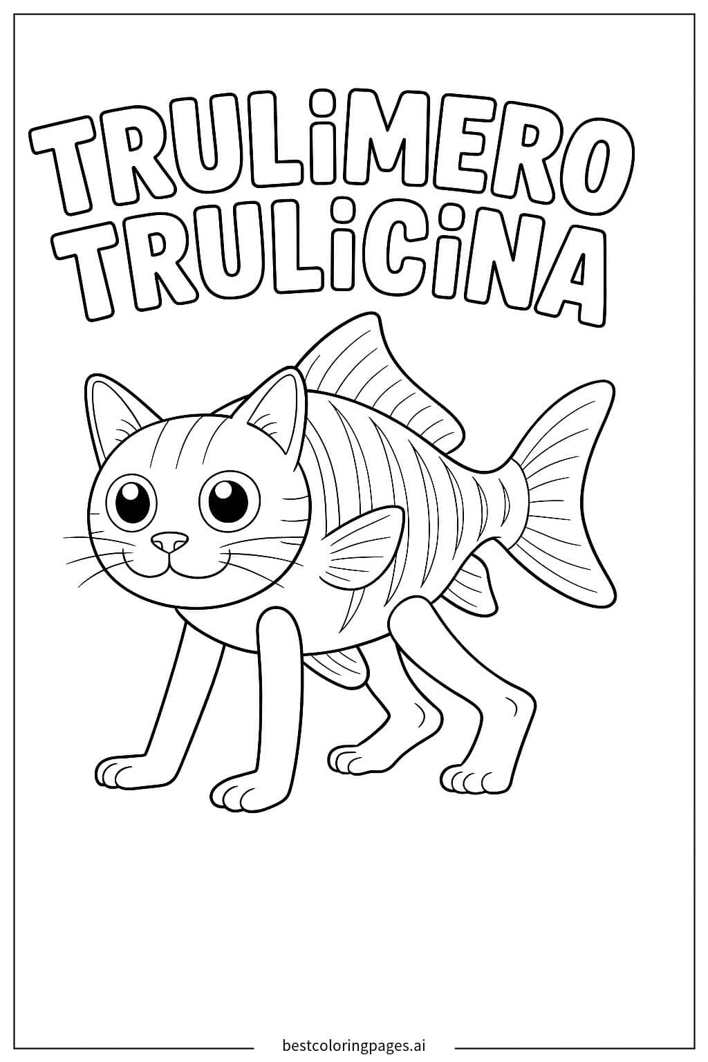 Disegni di Ibrido di Gatto e Pesce da Colorare