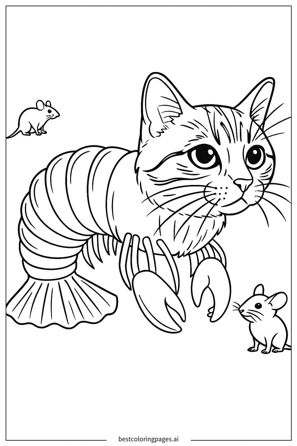 Disegni di Ibrido di Gatto e Aragosta da Colorare