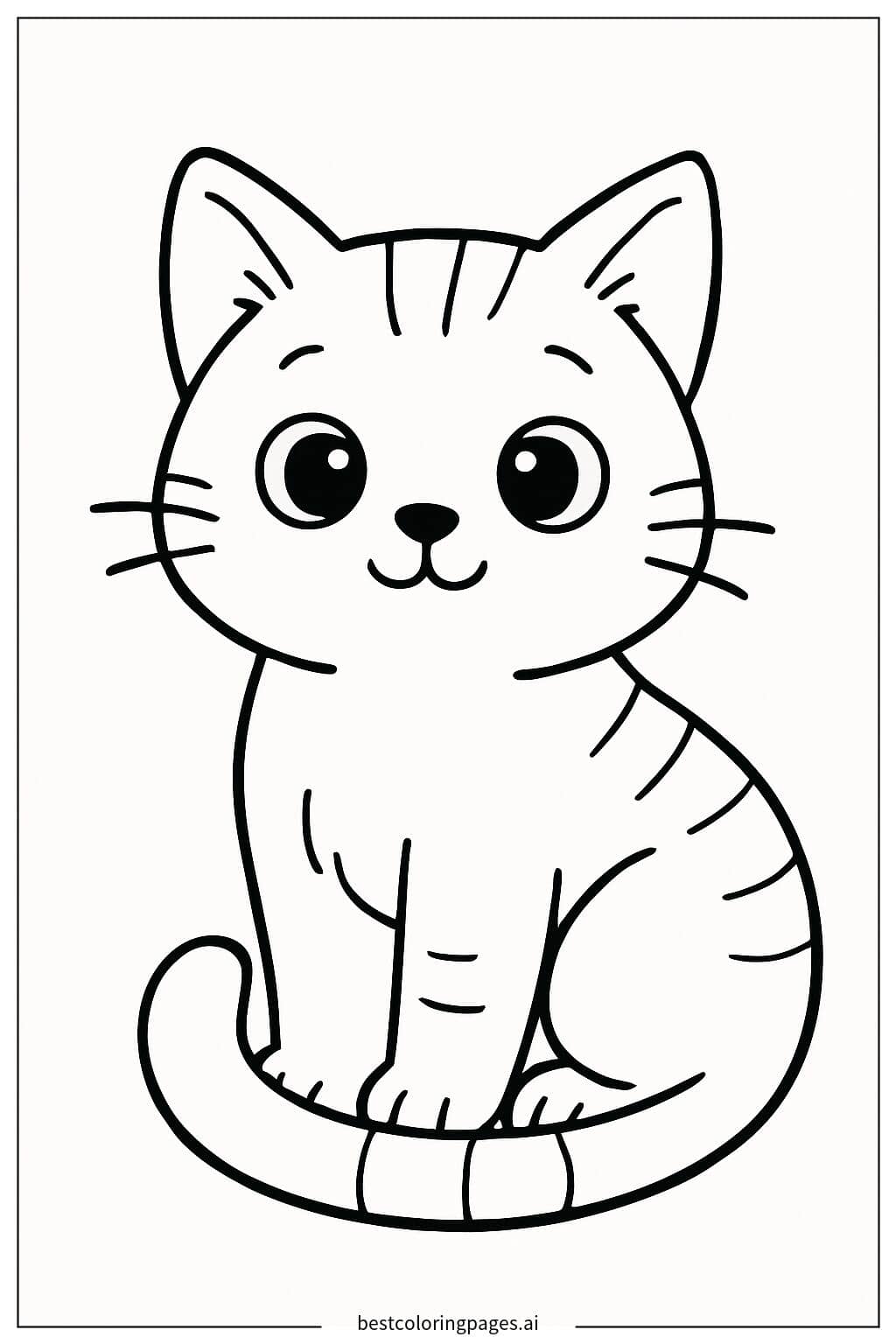 Adorable Sitting Cat Coloring Page