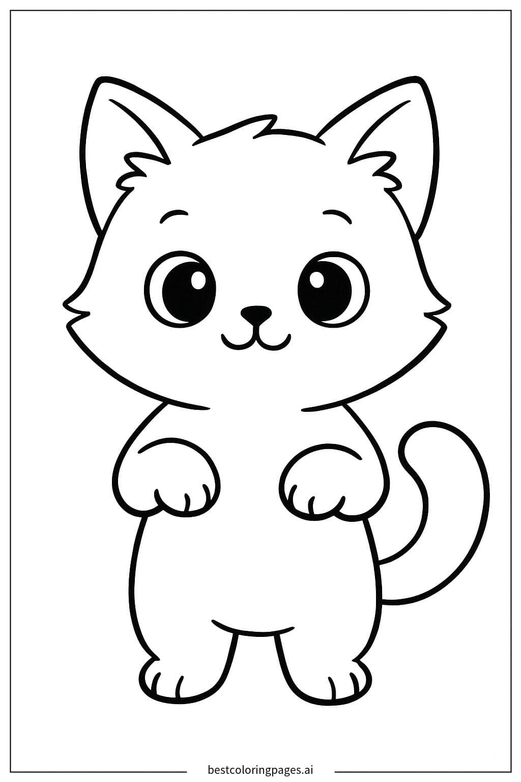 Adorable Standing Cat Coloring Page