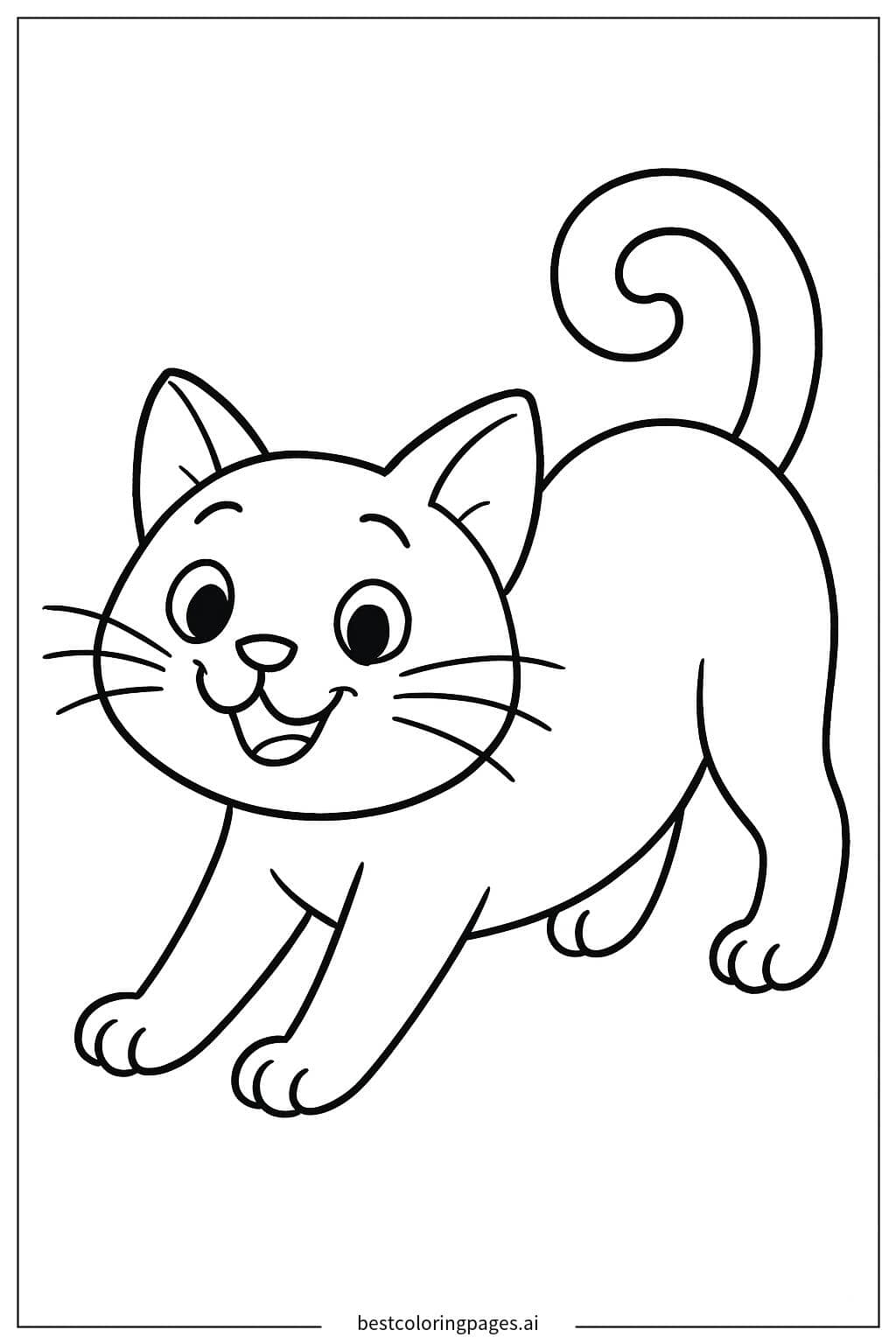 Playful Cat Stretching Coloring Page