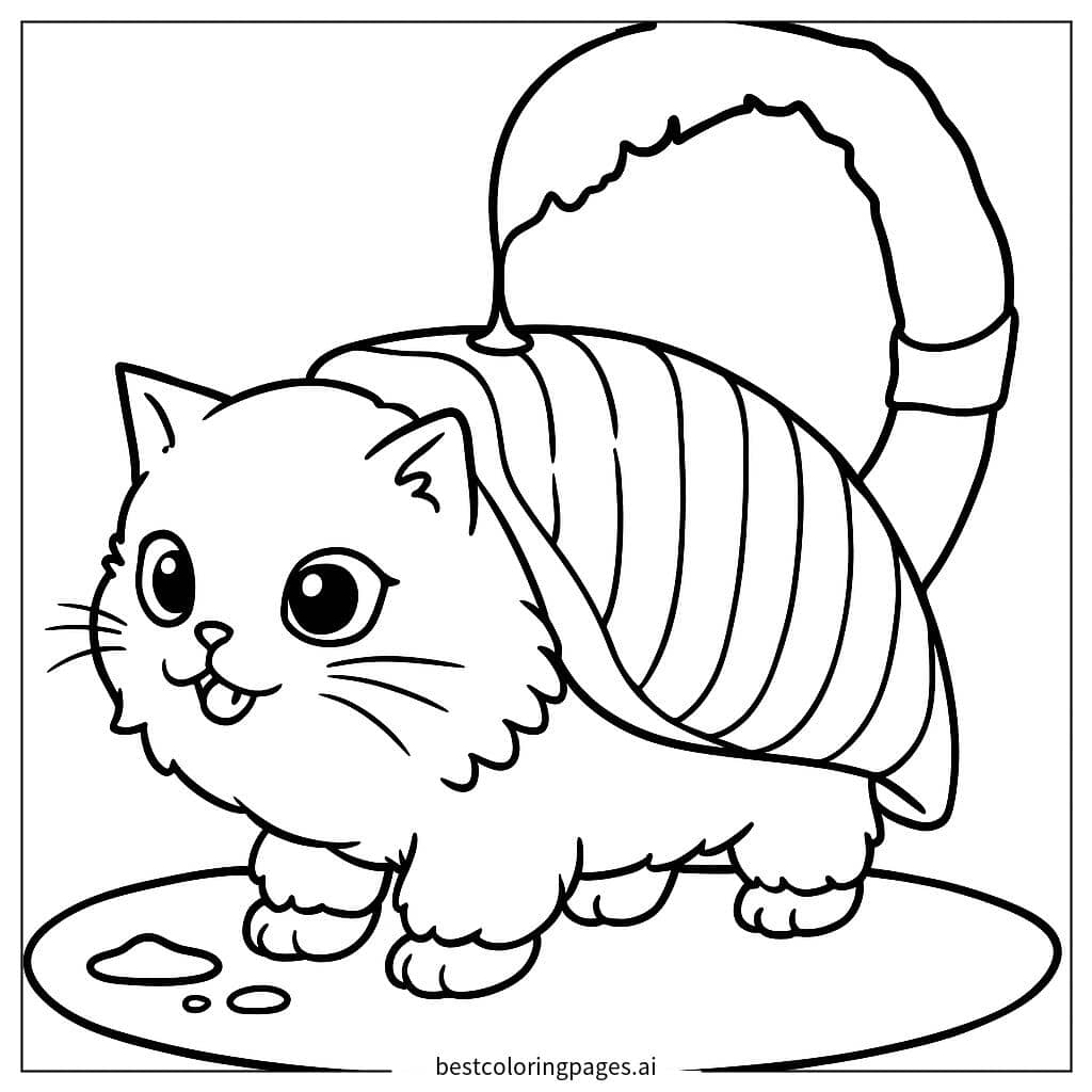 猫とカメの甲羅 のぬりえ