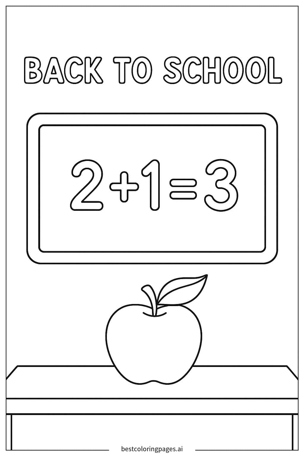 Chalkboard with Simple Math Equation Coloring Page