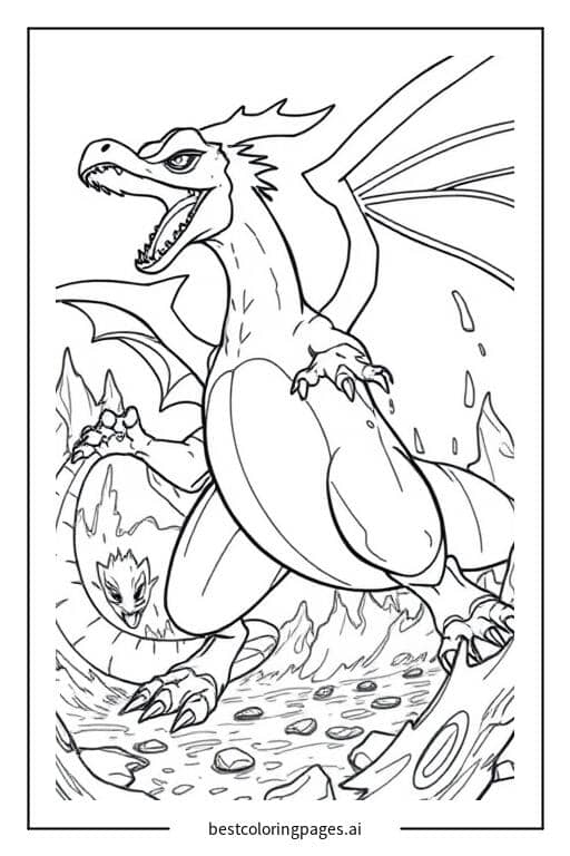 Charizard in an Epic Pokémon Battle Coloring Page