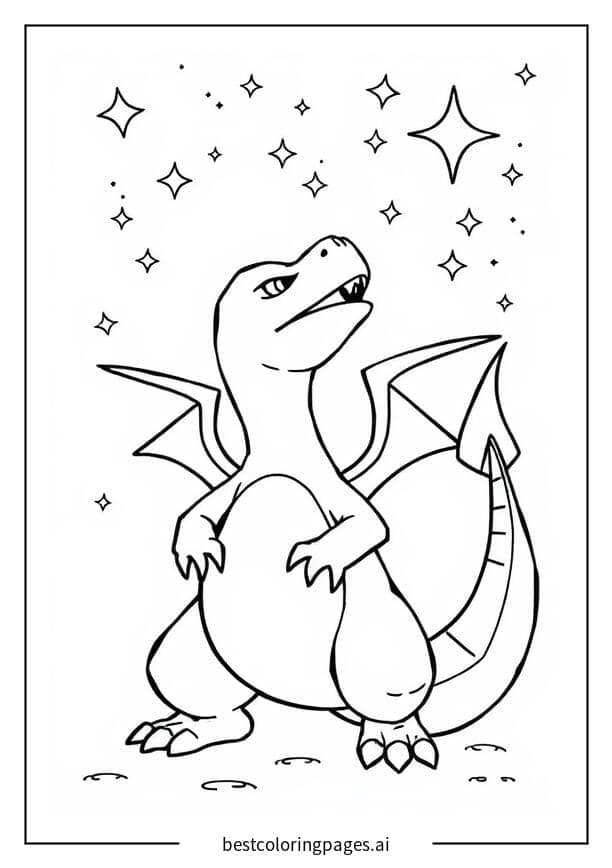 Charizard Stargazing Coloring Page