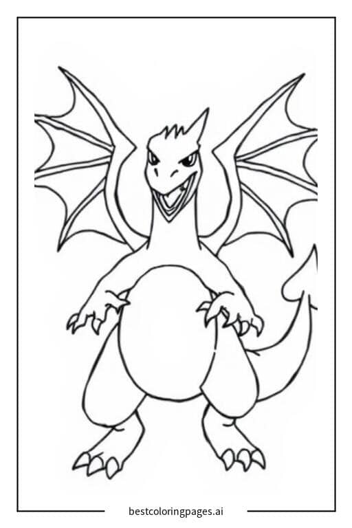 Charizard with Wings Spread Coloring Page