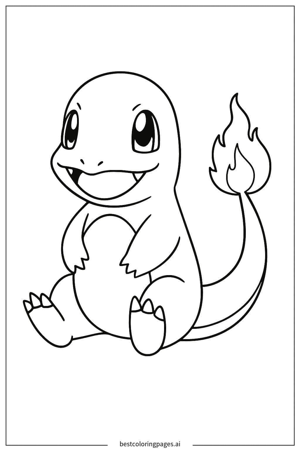Charmander with Its Flaming Tail Coloring Page
