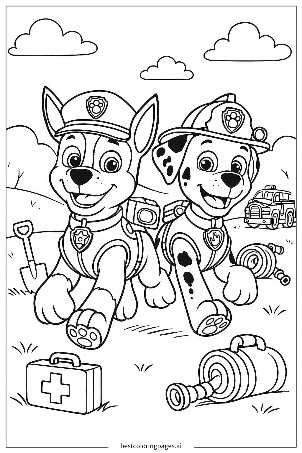 Disegni di Chase e Marshall in missione di salvataggio da Colorare