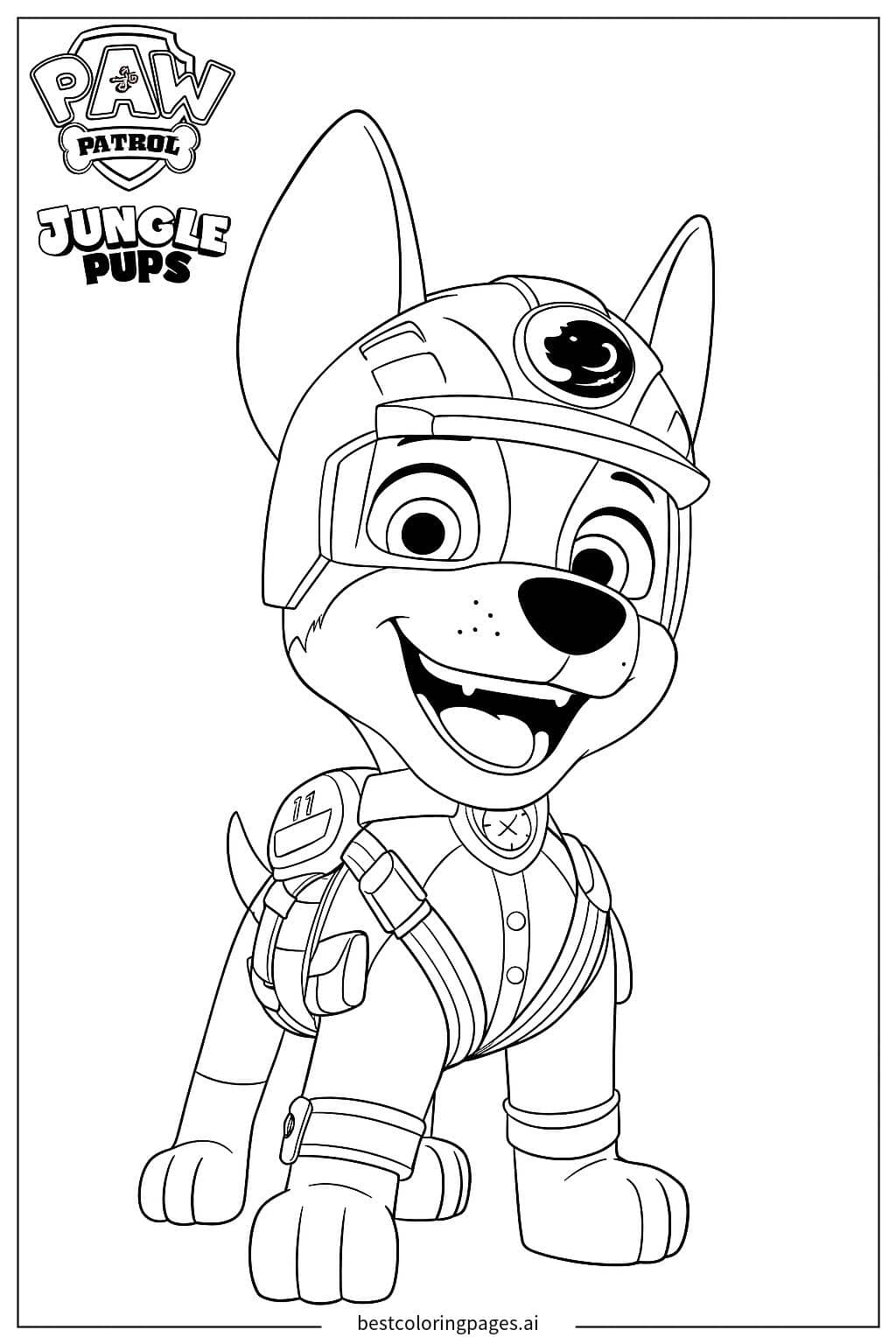 Coloriage Chase en Équipement de Jungle