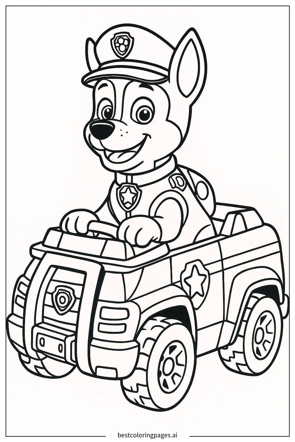 Coloriage Chase dans la voiture de patrouille