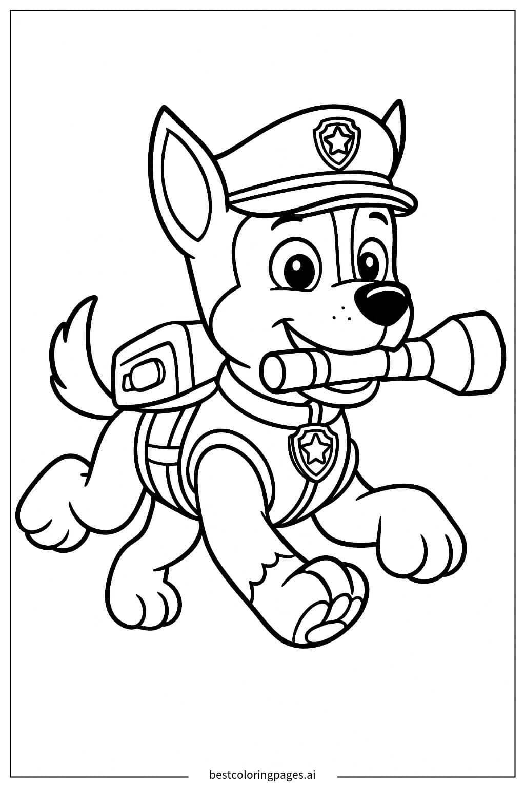 Chase Running with a Flashlight Coloring Page