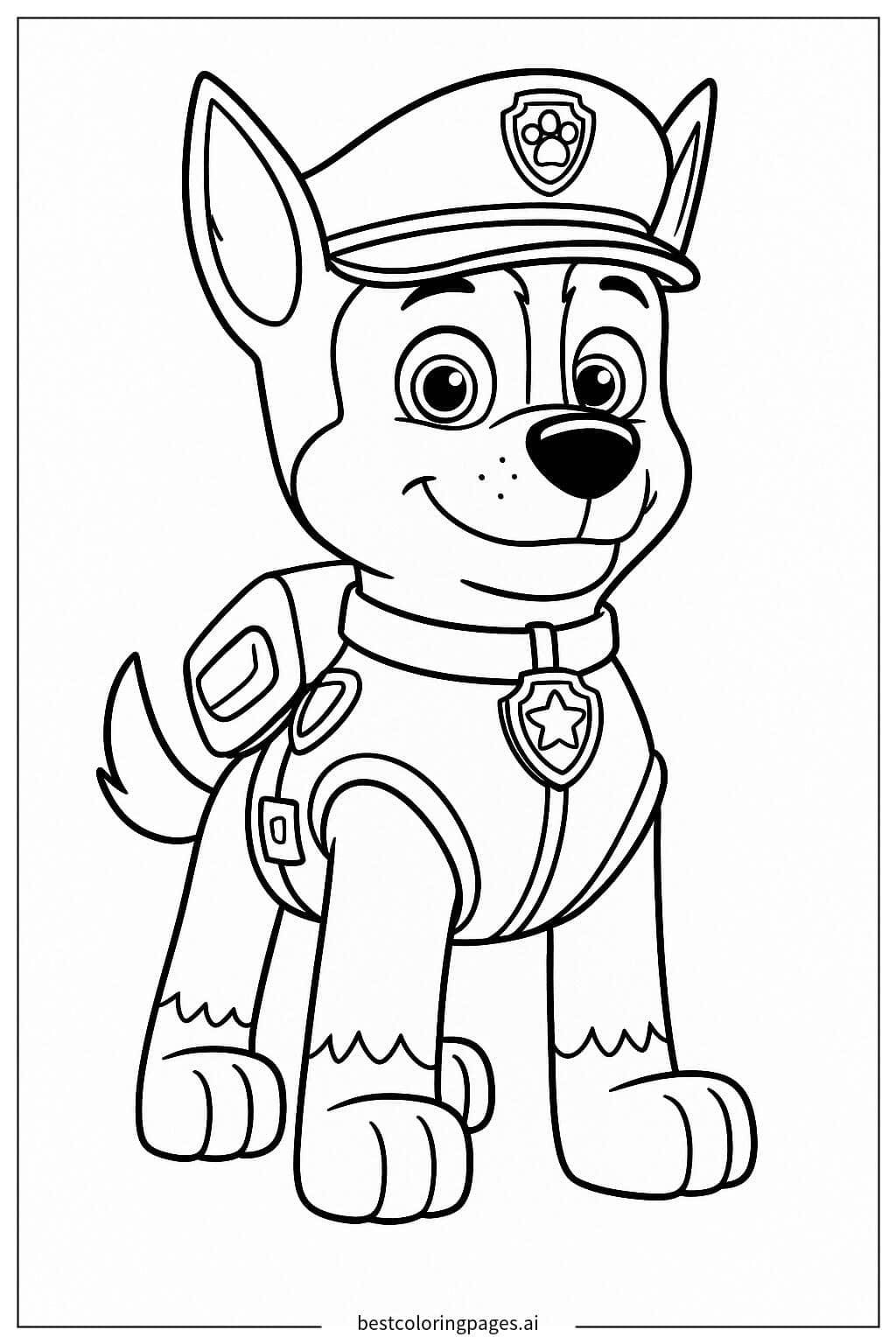 Chase Standing Tall from Paw Patrol Coloring Page
