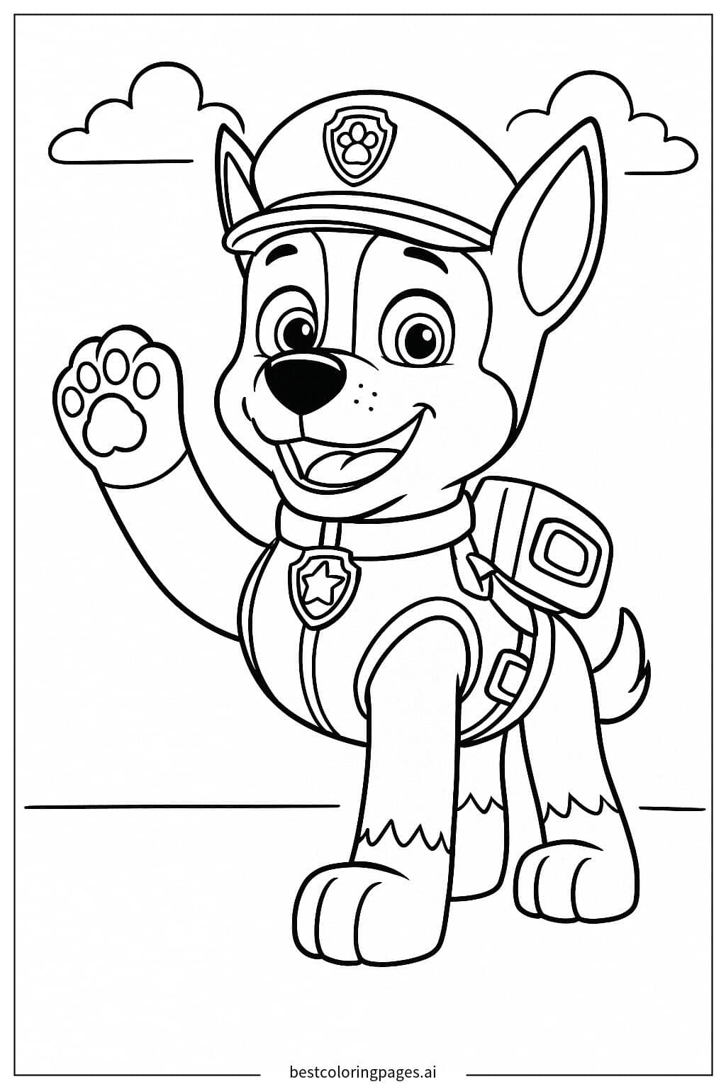 Coloriage Chase fait un signe de la patte