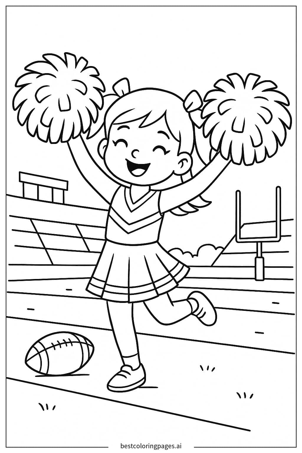 Desenhos de Líder de Torcida Agitando os Pompons para Colorir