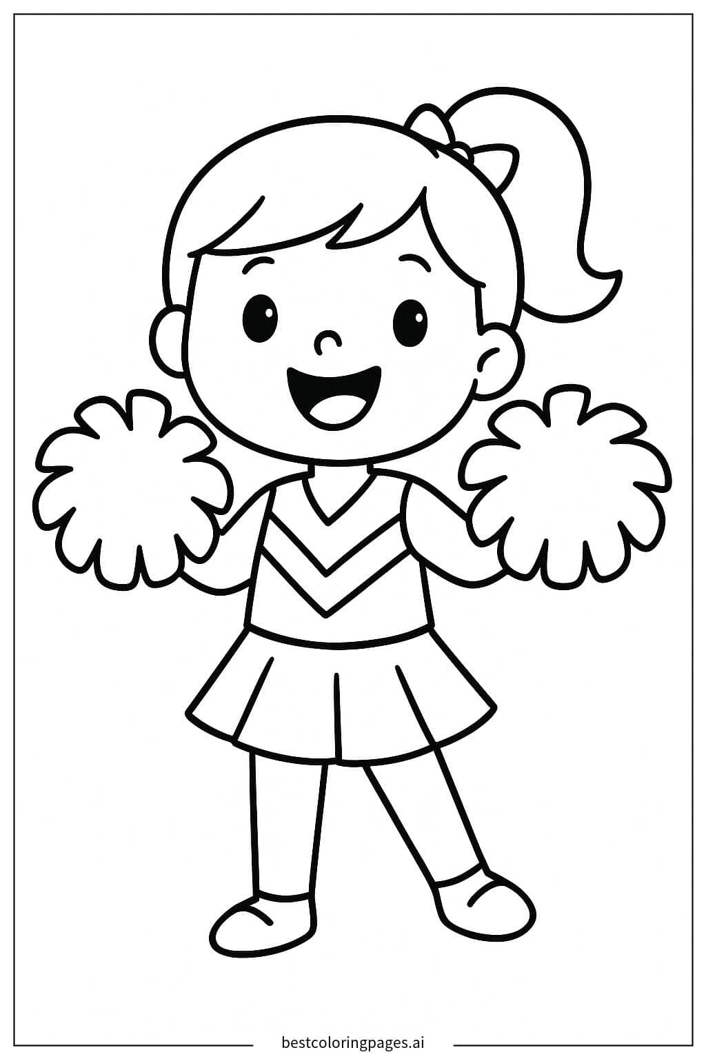 Desenhos de Líder de Torcida com Pompons para Colorir