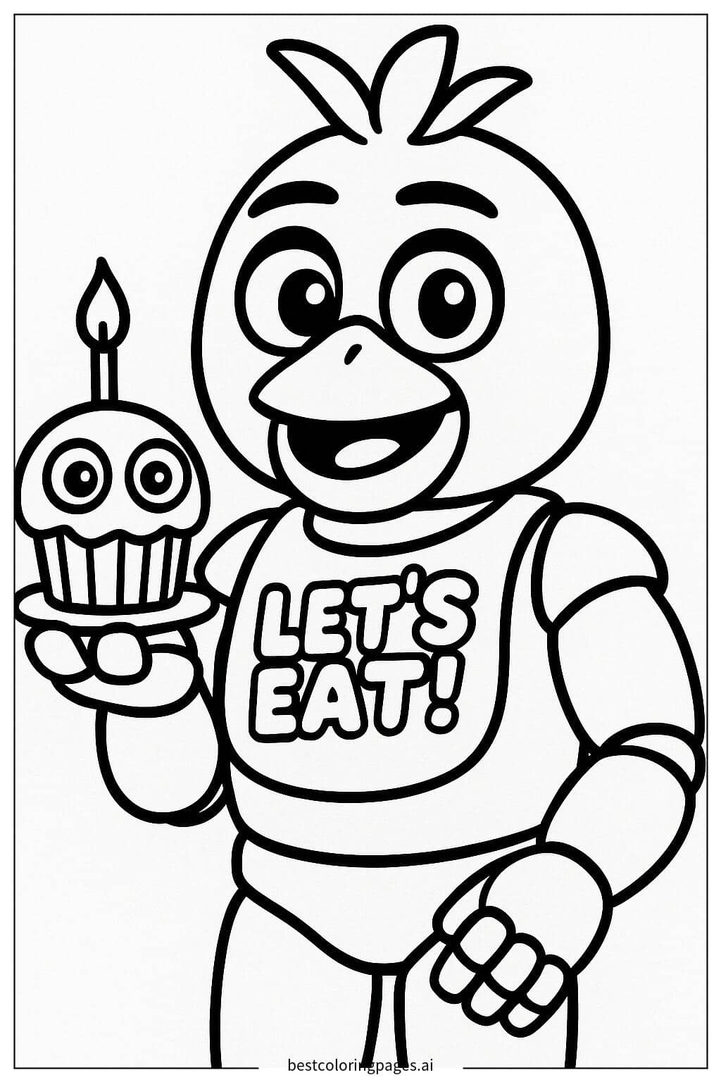 Chica with Cupcake Coloring Page