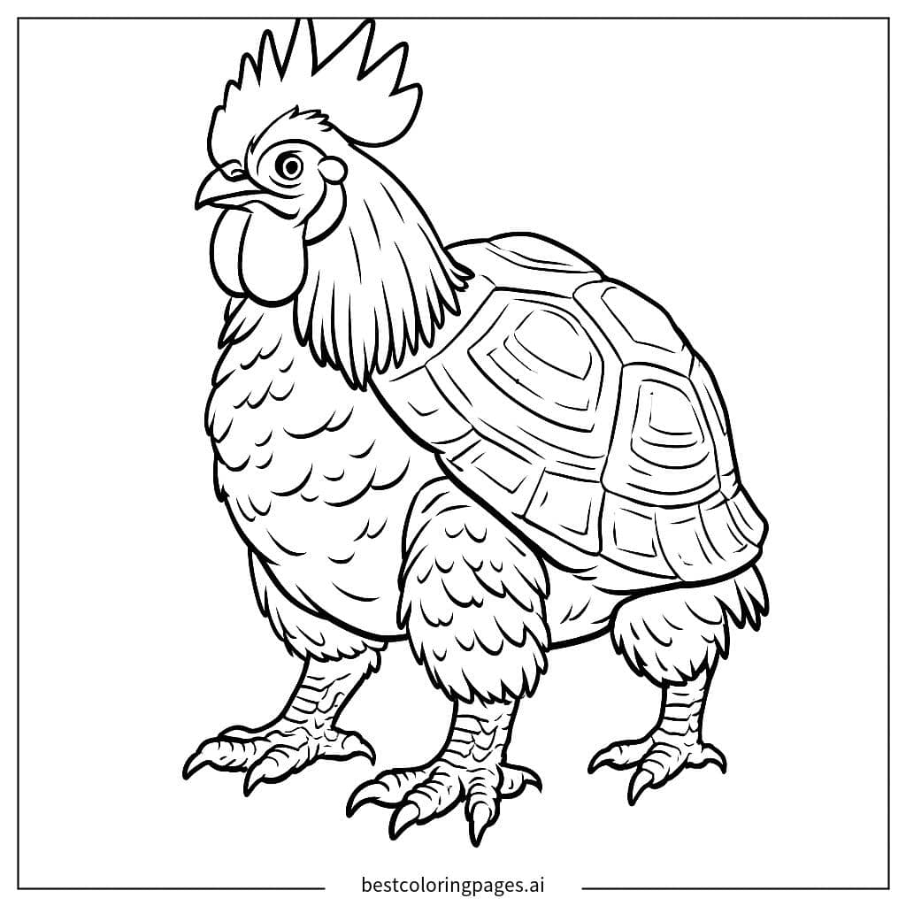 Disegni di Ibrido Pollo-Tartaruga da Colorare