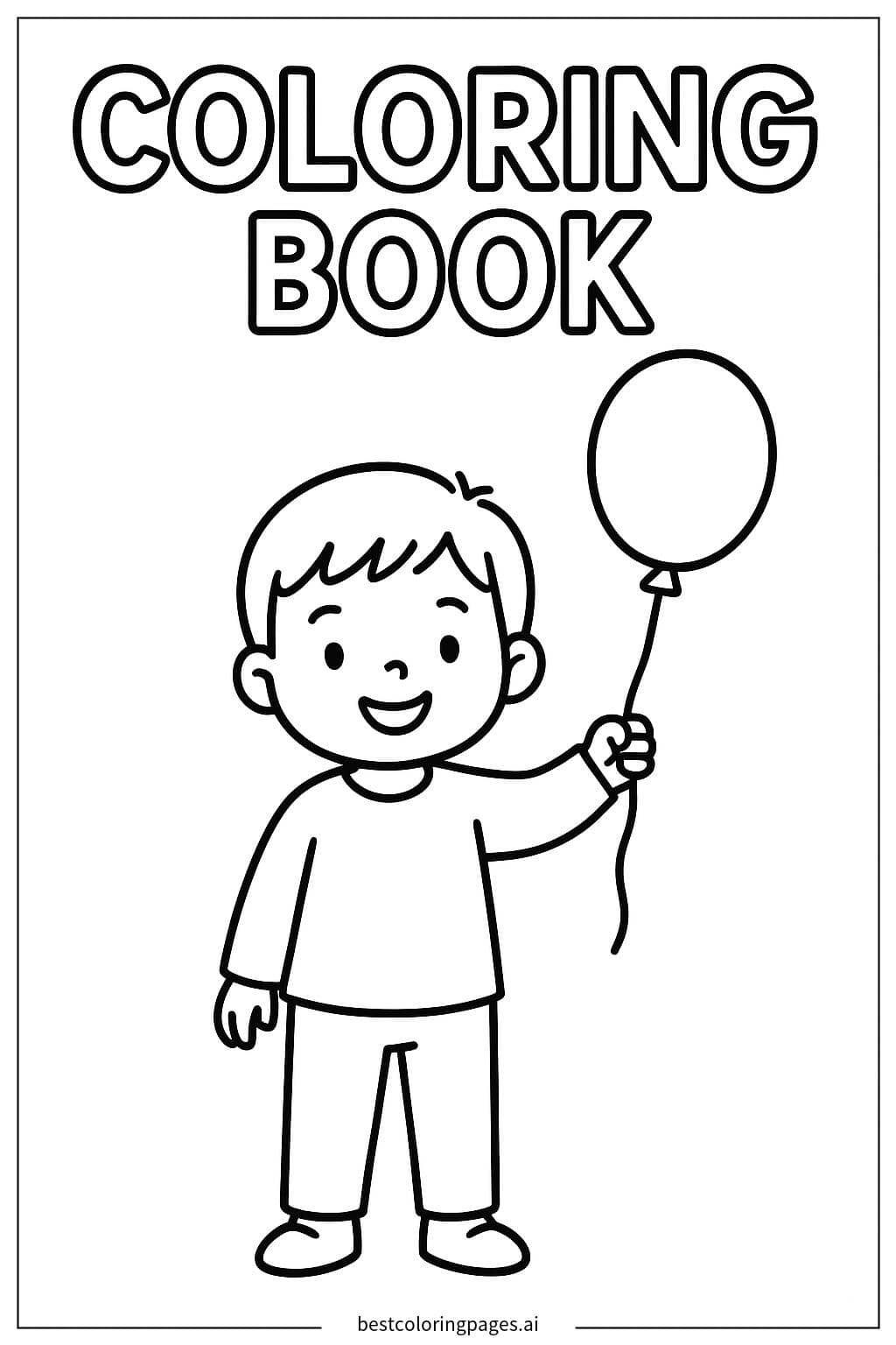 Child Holding Balloon Coloring Page