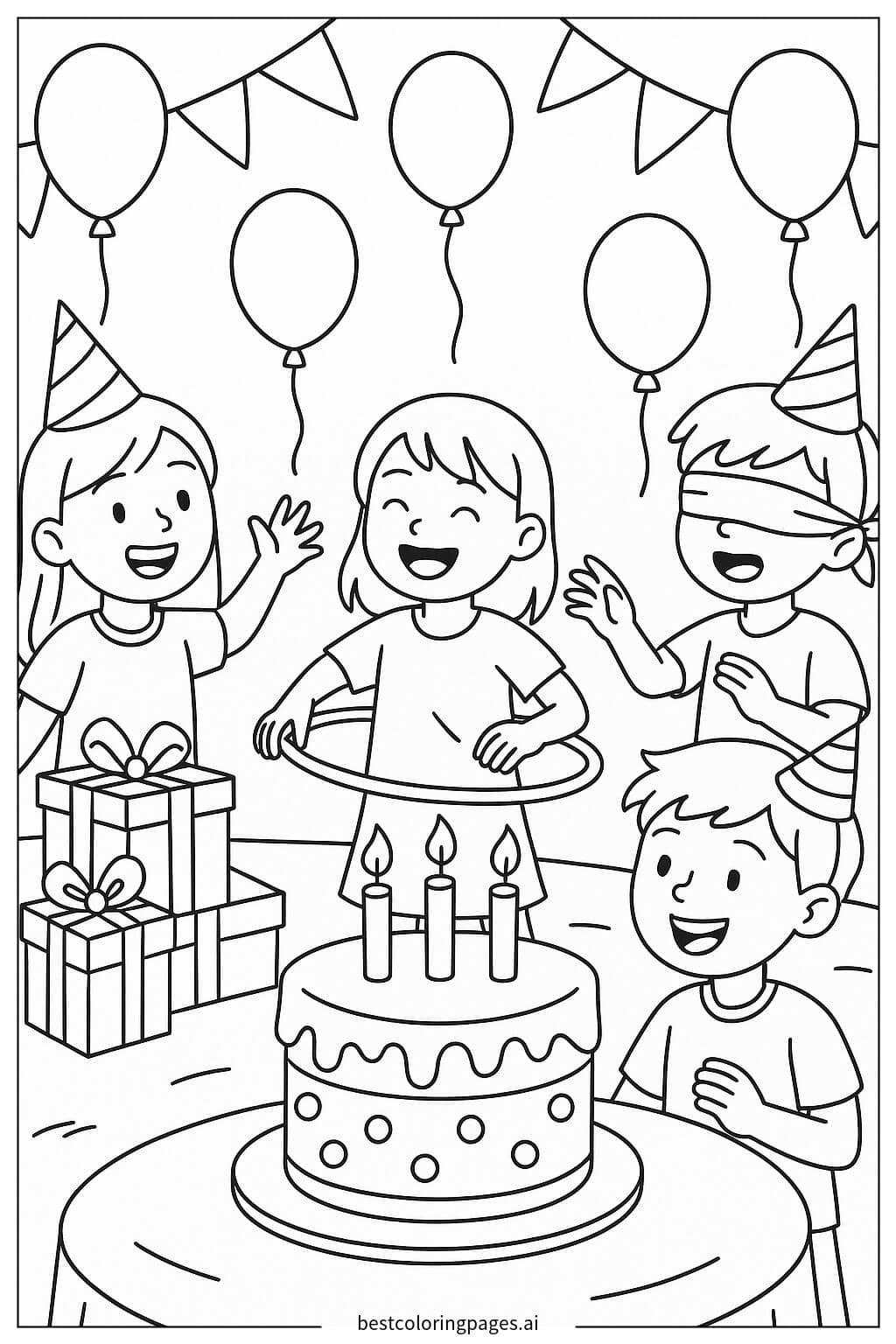 儿童生日派对 涂色页