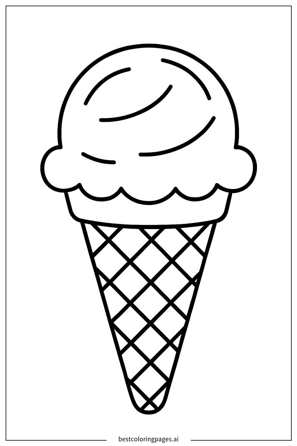 Coloriage Cornet de glace au chocolat