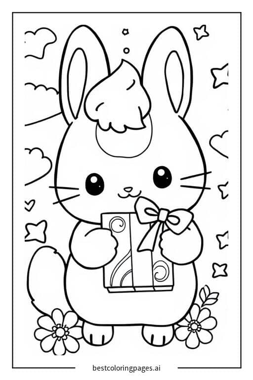 Desenhos de Cinnamoroll segurando um presente para Colorir