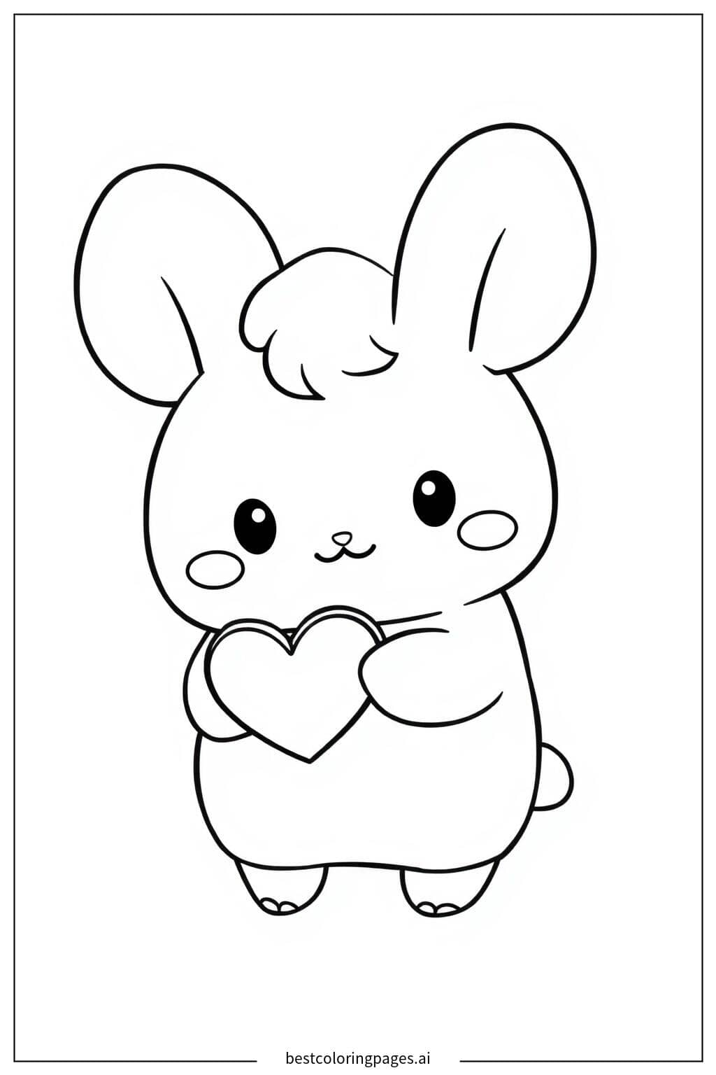 Desenhos de Cinnamoroll segurando um coração para Colorir