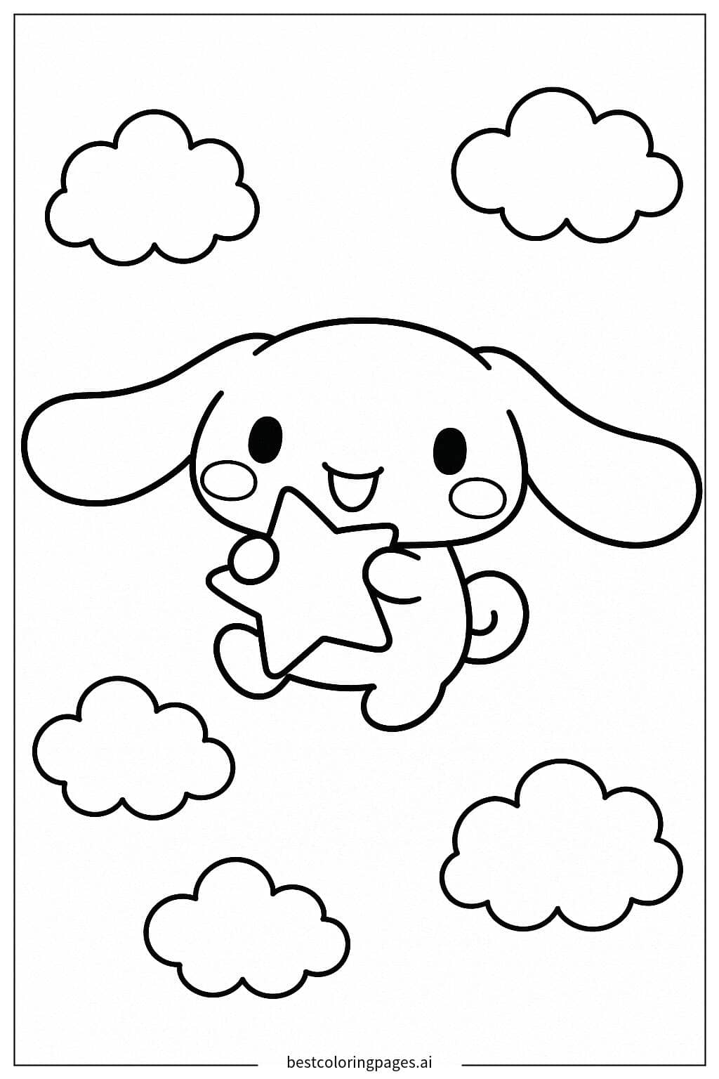 Desenhos de Cinnamoroll Segurando uma Estrela para Colorir