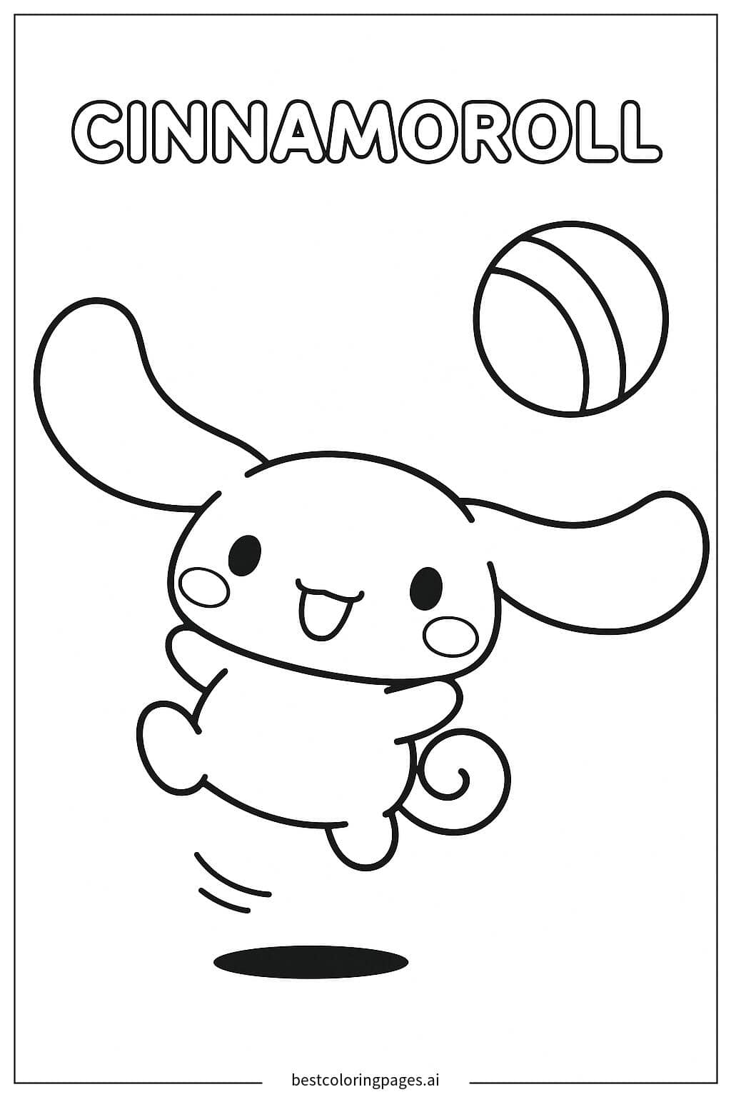 Desenhos de Cinnamoroll Brincando com a Bola para Colorir
