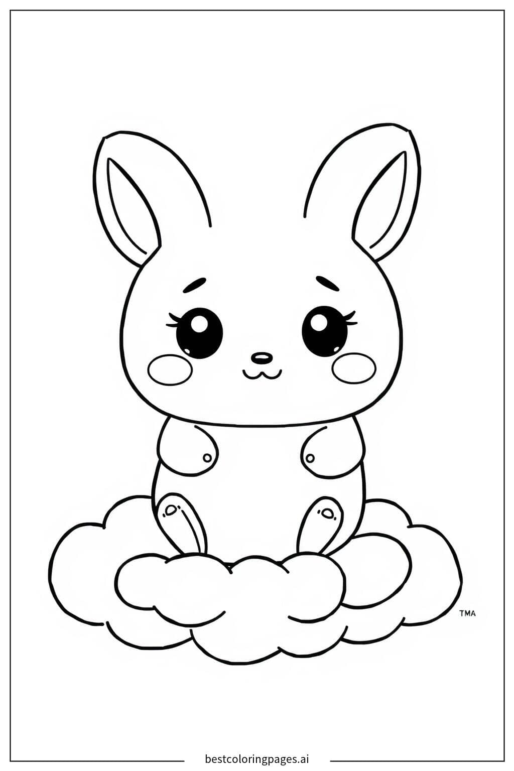 Desenhos de Cinnamoroll Sentado na Nuvem para Colorir