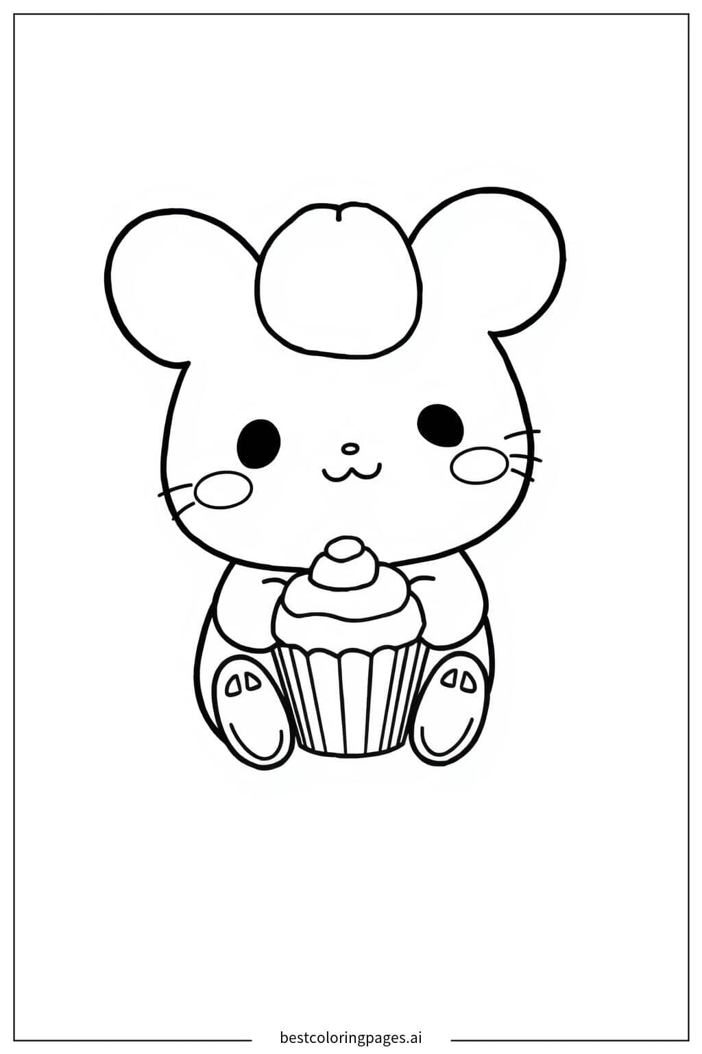 Desenhos de Cinnamoroll Sentado com um Cupcake para Colorir