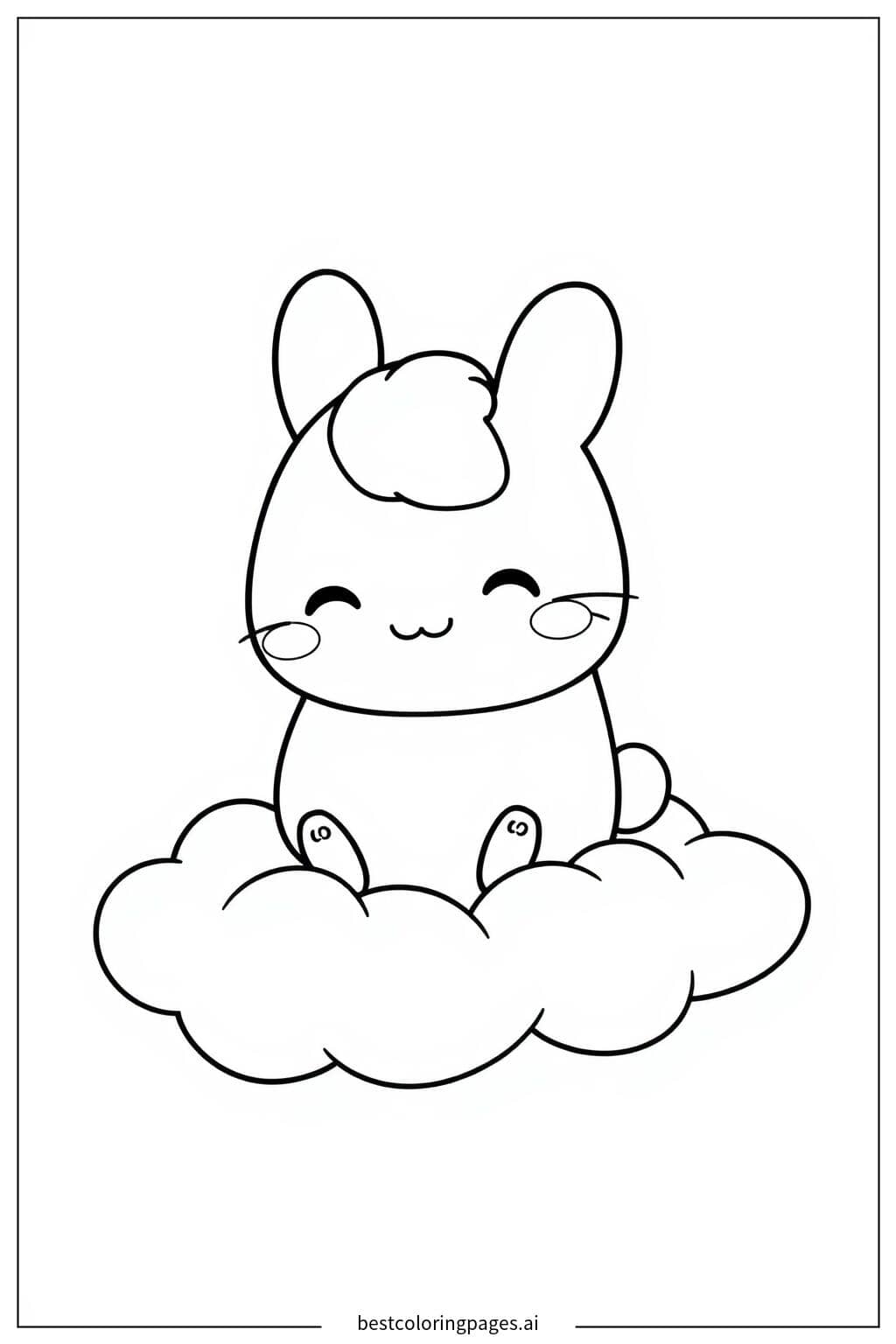 Desenhos de Cinnamoroll Sorrindo em uma Nuvem para Colorir