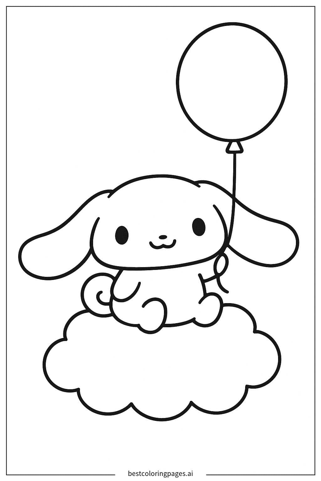 Desenhos de Cinnamoroll com um Balão para Colorir