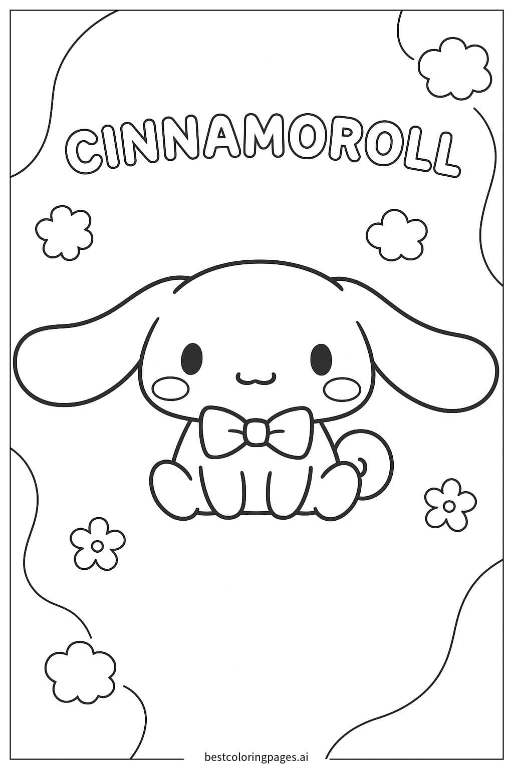 Desenhos de Cinnamoroll com Gravata Borboleta para Colorir