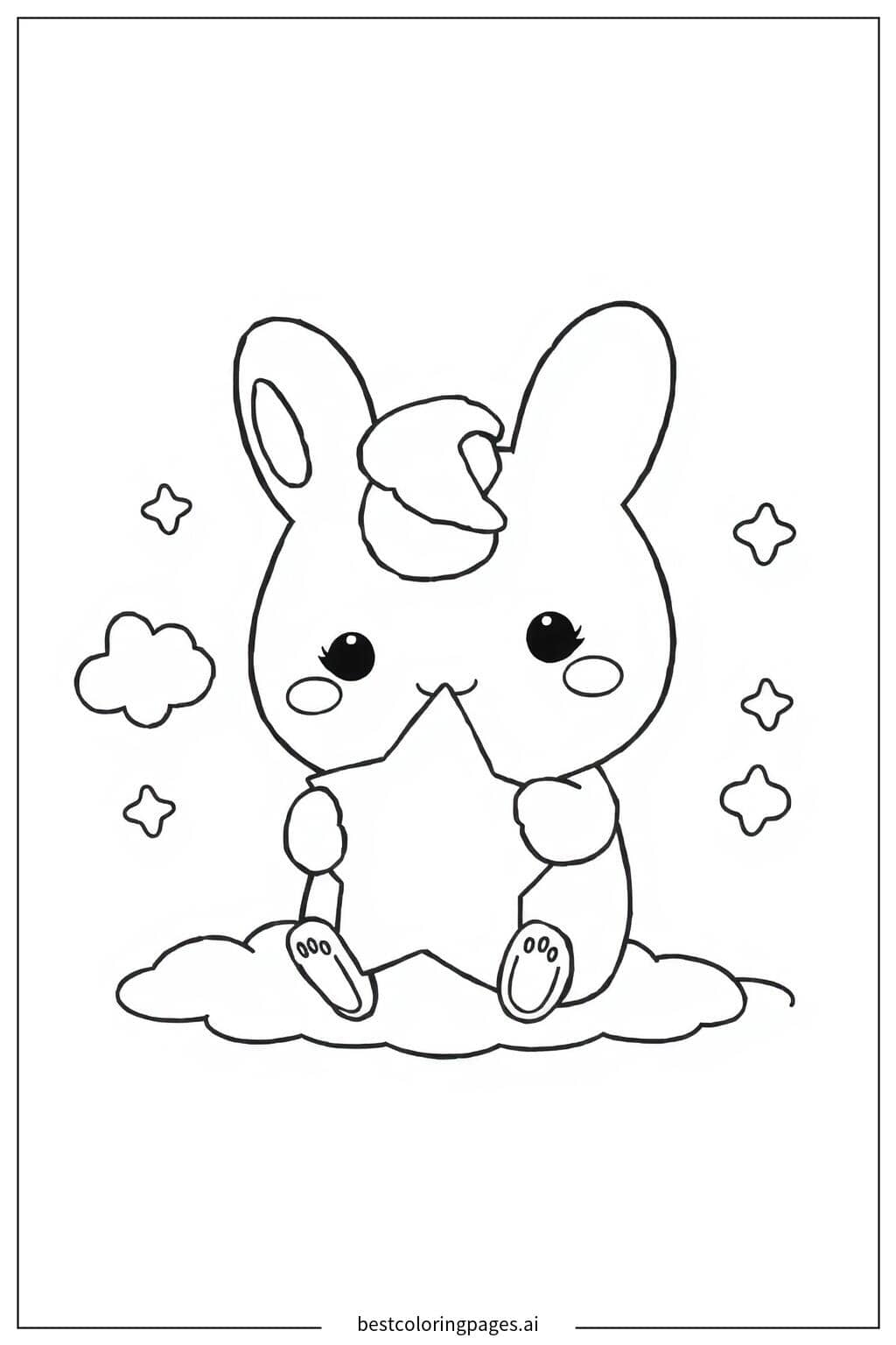 Desenhos de Cinnamoroll com uma Estrela para Colorir