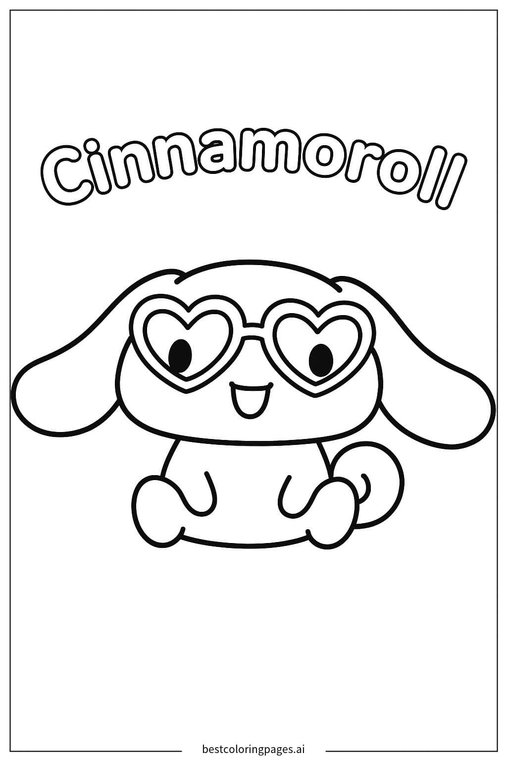 Desenhos de Cinnamoroll com Óculos em Forma de Coração para Colorir
