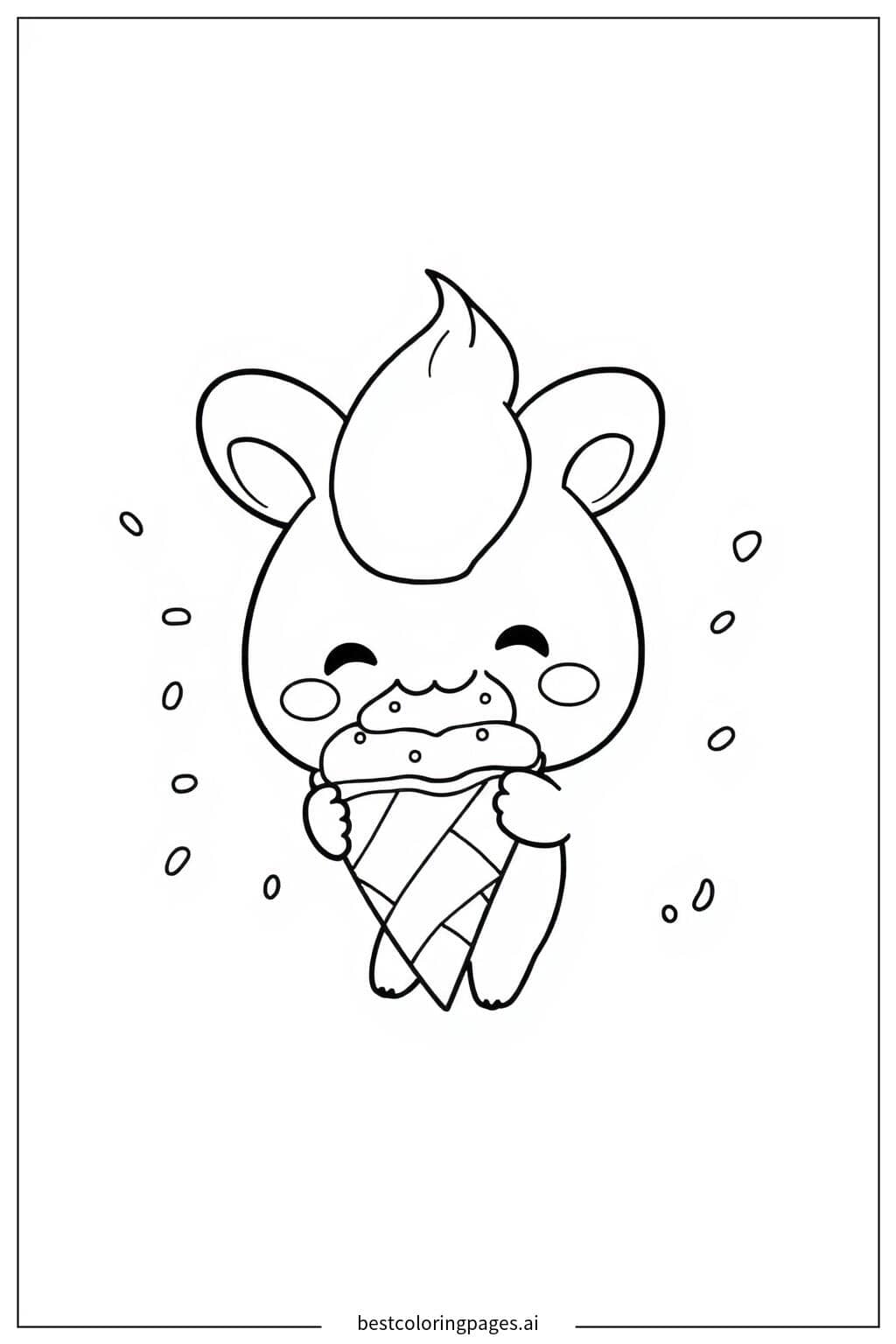 Desenhos de Cinnamoroll com Casquinha de Sorvete para Colorir