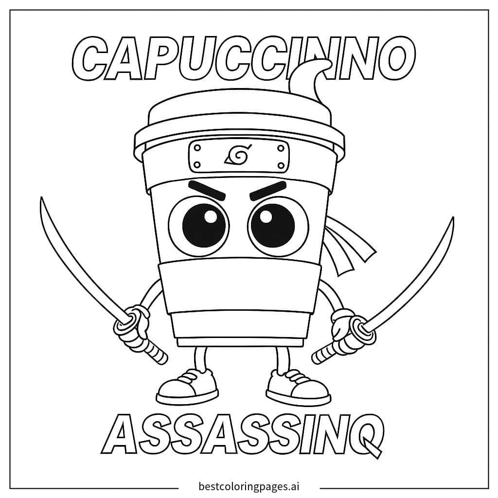 Disegni di Guerriero Ninja del Caffè da Colorare