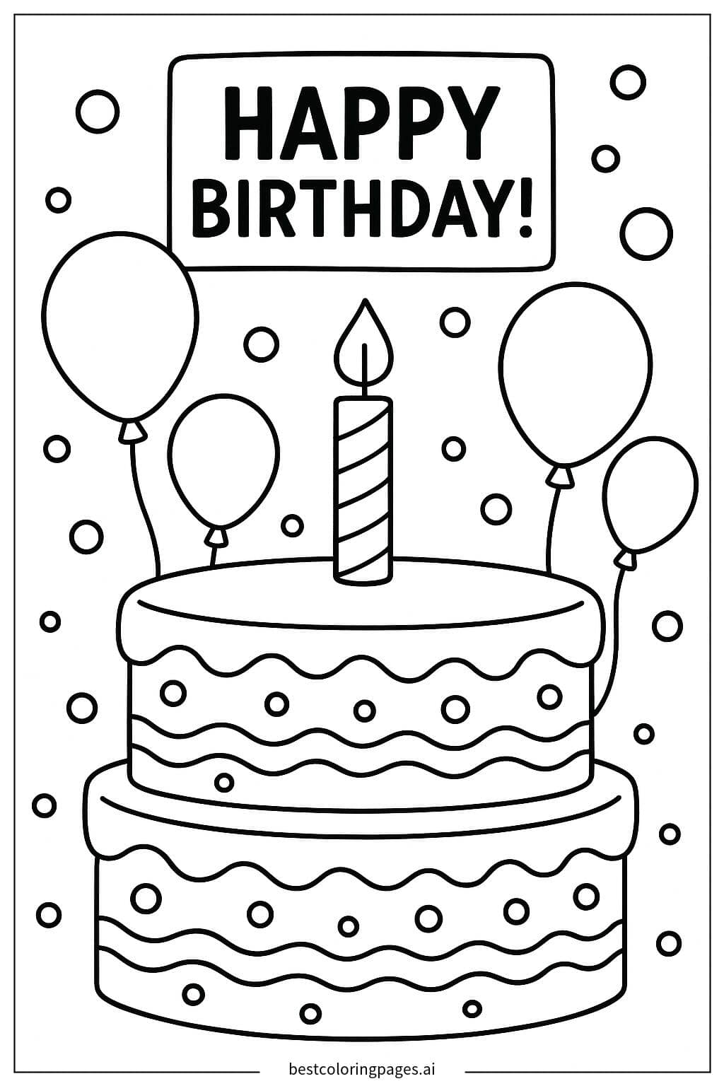 Vibrant Birthday Invitation with Confetti Coloring Page