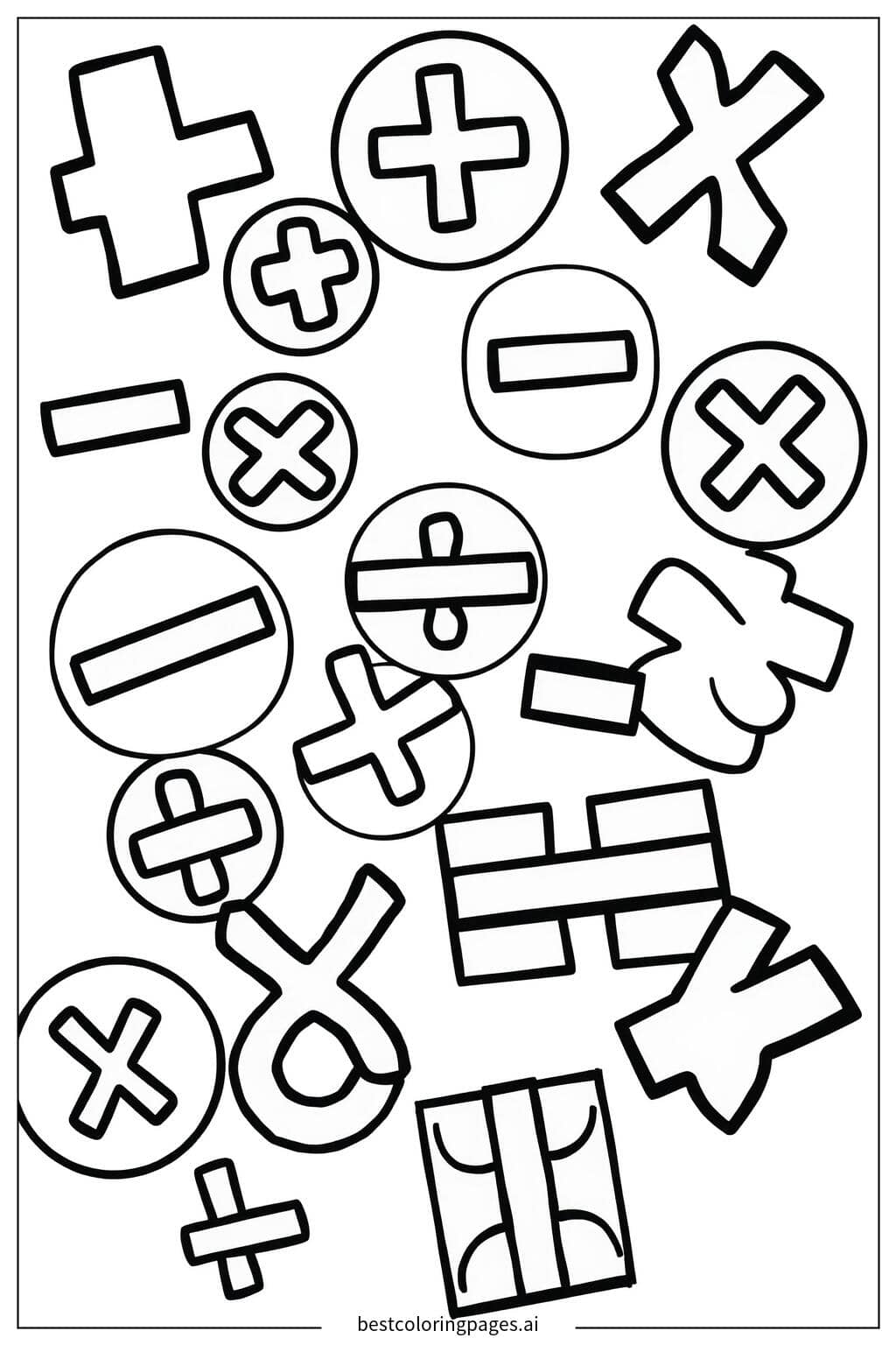 Vibrant Math Symbols for Kids Coloring Page